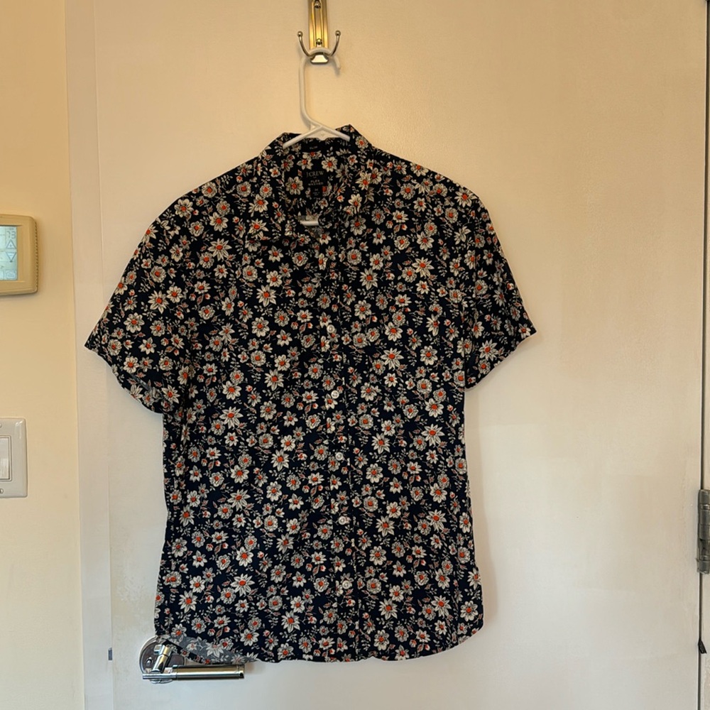 Banana republic short sleeve button down slim flex washed medium shirt